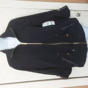 JNY navy cotton blend knit jacket